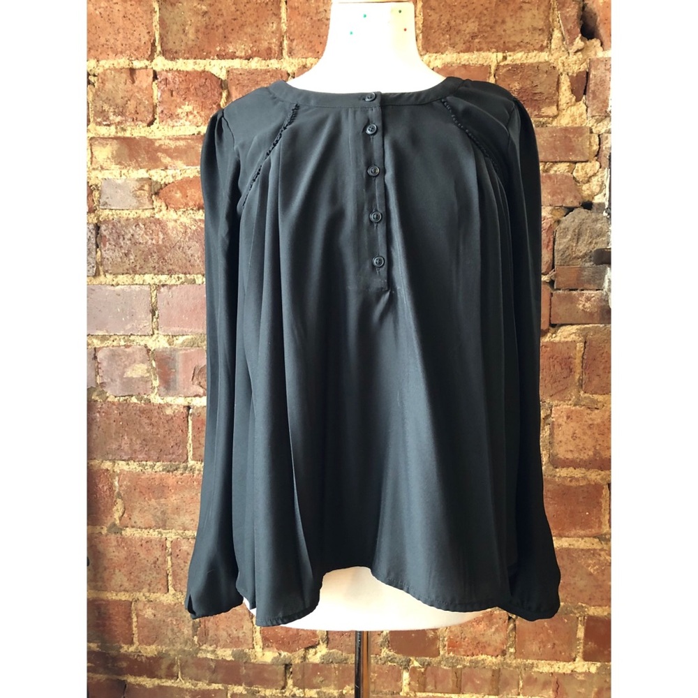 Urban Outfitters long Sleeve Black Pleated Blouse